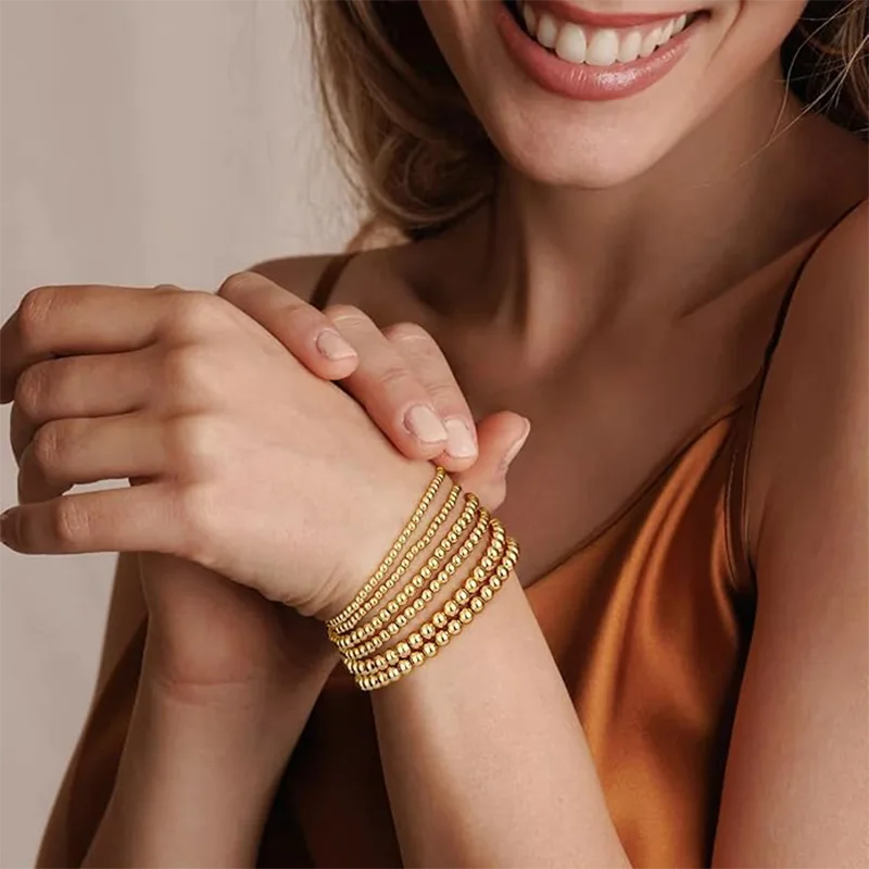 14-karätig vergoldete Perlenarmbänder